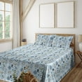 thumbnail image 1 of Ambesonne Vintage Fitted & Flat Sheet with Shams 4 Pcs Set, Nostalgic Artwork of Couple, Calking, Soft Blue and Grey, 1 of 1
