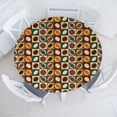 thumbnail image 1 of Ambesonne Vintage Fitted Round Tablecloth, Circular Shapes Abstract, 56"- 60" Diameter, Brown Apricot and Teal, 1 of 5