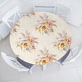 thumbnail image 1 of Ambesonne Vintage Fitted Round Tablecloth, Pastel Leaves Flowers Dots, 56"- 60" Diameter, Pale Orange and Soft Pink, 1 of 5
