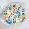 thumbnail image 1 of Ambesonne Vintage Fitted Round Tablecloth, Watercolor Flowers Leaves, 56"- 60" Diameter, Deep Sky Blue Dark Green, 1 of 5