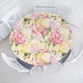 thumbnail image 1 of Ambesonne Vintage Fitted Round Tablecloth, Watercolor Roses Floral Art, 36"- 40" Diameter, Dark Coral and Pale Ruby, 1 of 5