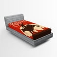 thumbnail image 1 of Ambesonne Vintage Fitted Sheet 2 Pcs Set, Rodeo Cowboy Rides Bull, Twin XL, Orange Brown, 1 of 3