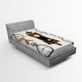 thumbnail image 1 of Ambesonne Vintage Fitted Sheet, Antique Clocks Pattern, Twin Size, Umber and Beige, 1 of 3