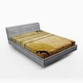 thumbnail image 1 of Ambesonne Vintage Fitted Sheet, Birds on Cable Grunge, Queen Size, Mustard, 1 of 3