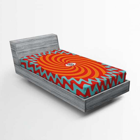 Ambesonne Vintage Fitted Sheet, Circles Spiral Lines, Twin Size, Multicolor