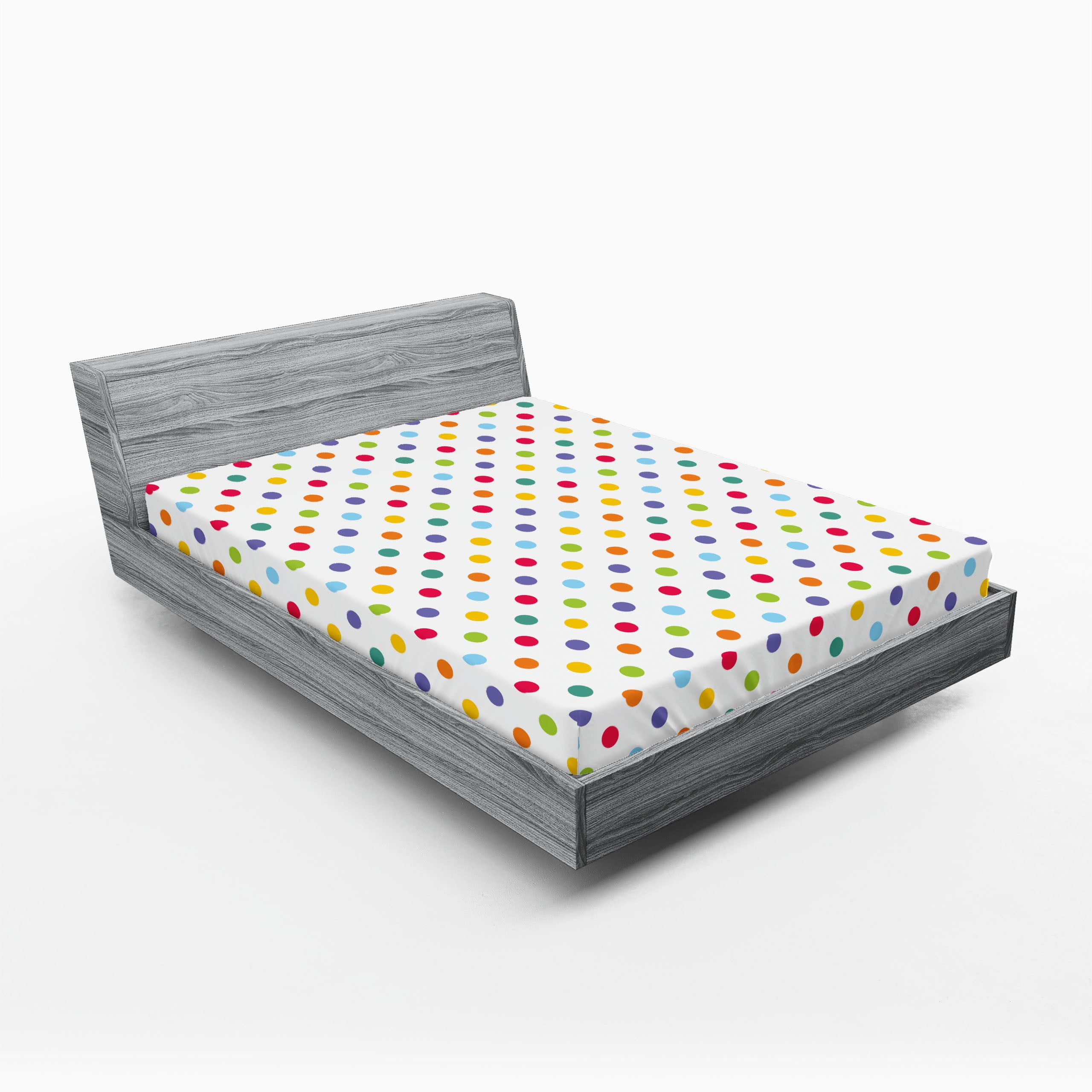 Full Size Pink and Yellow Polka Dot Microfiber Fitted Sheet