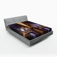 thumbnail image 1 of Ambesonne Vintage Fitted Sheet, City View, Full Size, Purple and Yellow, 1 of 2