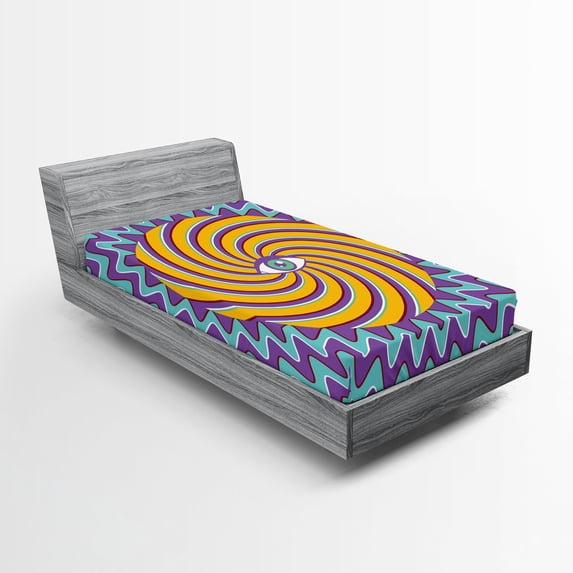 Ambesonne Vintage Fitted Sheet, Color Hypnotic Circles, Twin XL Size, Multicolor