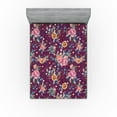 thumbnail image 1 of Ambesonne Vintage Fitted Sheet, Colorful Flowers Foliage, King Size, Cinnamon and Dark Lavender, 1 of 5