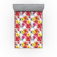 thumbnail image 1 of Ambesonne Vintage Fitted Sheet, Colorful Hand-Drawn Poppy, King Size, Dark Coral and Earth Yellow, 1 of 5