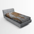thumbnail image 1 of Ambesonne Vintage Fitted Sheet, Countries Continents, Twin XL Size, Pale Grey Pale Brown, 1 of 2