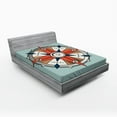 thumbnail image 1 of Ambesonne Vintage Fitted Sheet, Cruise Compass Grunge, Full Size, Pale Orange Turquoise, 1 of 3