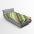 thumbnail image 1 of Ambesonne Vintage Fitted Sheet, Diagonal Stripes Grungy, Twin Size, Cream Green Red, 1 of 3