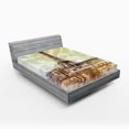 thumbnail image 1 of Ambesonne Vintage Fitted Sheet, Eiffel Tower Skyline, Full Size, Brown Beige, 1 of 3