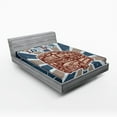 thumbnail image 1 of Ambesonne Vintage Fitted Sheet, English Bus Grunge Art, Full Size, Blue Red Beige, 1 of 2