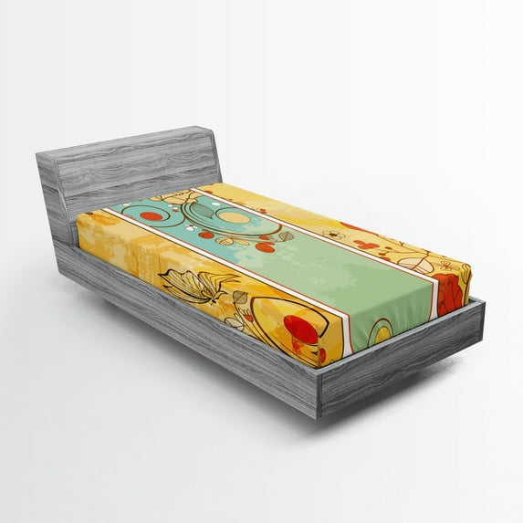 Ambesonne Vintage Fitted Sheet, Floral Detailed Frames, Twin XL Size, Multicolor