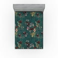 thumbnail image 1 of Ambesonne Vintage Fitted Sheet, Flowers Butterflies Minimal, Full Size, Dark Fuchsia and Tan, 1 of 5