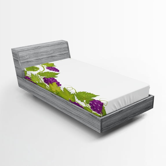 Ambesonne Vintage Fitted Sheet, Italian Latin, Twin Size, Violet Green