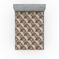 thumbnail image 1 of Ambesonne Vintage Fitted Sheet, Mosaic Retro Floral Print, California King, Caramel Taupe and Dark Tan, 1 of 5