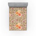 thumbnail image 1 of Ambesonne Vintage Fitted Sheet, Nature Nostalgic Leaves, Queen Size, Warm Taupe Orange Rose, 1 of 5