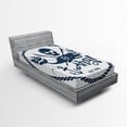 thumbnail image 1 of Ambesonne Vintage Fitted Sheet, Nautical Pirate Skull, Twin XL Size, Dark Blue White, 1 of 2
