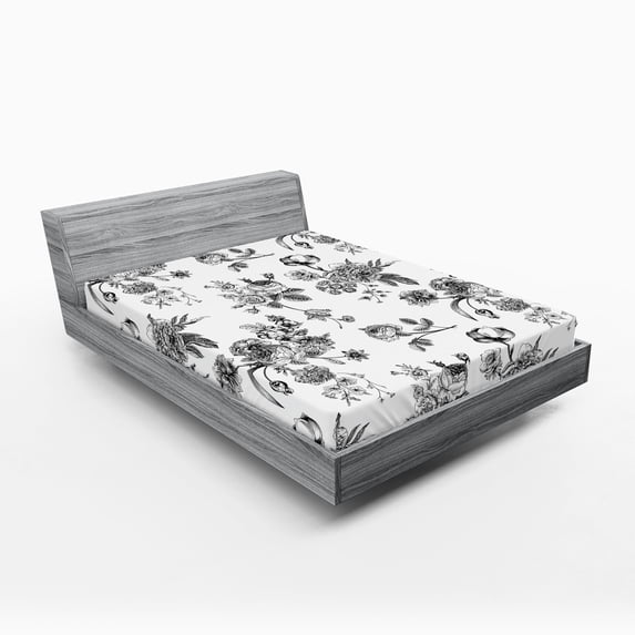 Ambesonne Vintage Fitted Sheet, New Modern Art, Queen Size, White and Black