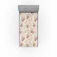 thumbnail image 1 of Ambesonne Vintage Fitted Sheet, Nostalgic Floral Print Art, Twin XL Size, Eggshell and Pale Ruby, 1 of 5