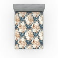 thumbnail image 1 of Ambesonne Vintage Fitted Sheet, Nostalgic Summer Flowers, King Size, Persian Orange and Slate Blue, 1 of 5