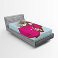 thumbnail image 1 of Ambesonne Vintage Fitted Sheet, Old Car Cartoon Style, Twin XL Size, Pale Blue Hot Pink, 1 of 3