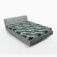 thumbnail image 1 of Ambesonne Vintage Fitted Sheet, Ornamental Peacock Bird, Full Size, Navy Blue Green Orange, 1 of 2