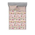 thumbnail image 1 of Ambesonne Vintage Fitted Sheet & Pillow Sham Set, Antique Retro Tea Set, Queen, Pale Pink Hot Pink, 1 of 3