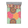 thumbnail image 1 of Ambesonne Vintage Fitted Sheet & Pillow Sham Set, Antique Tribal Mandala, Queen, Fuchsia Orange, 1 of 2