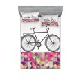 thumbnail image 1 of Ambesonne Vintage Fitted Sheet & Pillow Sham Set, Bike over Color Mosaic, Queen, Multicolor, 1 of 2