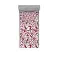 thumbnail image 1 of Ambesonne Vintage Fitted Sheet & Pillow Sham Set, Blooming Spring Branches, Twinxl, Dark Brown and Dark Coral, 1 of 2