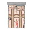 thumbnail image 1 of Ambesonne Vintage Fitted Sheet & Pillow Sham Set, Circus Acrobats Gymnast, Full, Pink Beige, 1 of 2