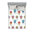 thumbnail image 1 of Ambesonne Vintage Fitted Sheet & Pillow Sham Set, Clouds Hot Air Balloons, Queen, Multicolor, 1 of 2