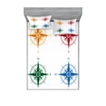 thumbnail image 1 of Ambesonne Vintage Fitted Sheet & Pillow Sham Set, Colorful Compasses, Queen, Multicolor, 1 of 2