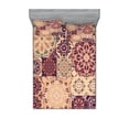thumbnail image 1 of Ambesonne Vintage Fitted Sheet & Pillow Sham Set, Colorful Retro Floral Tiles, Full, Peach Orange Red, 1 of 2