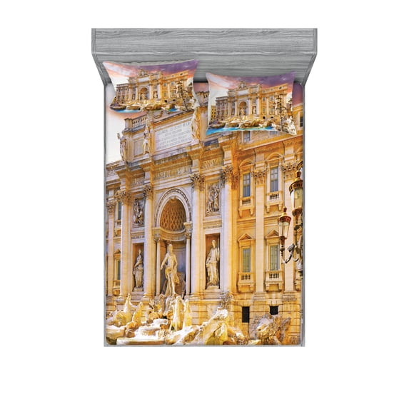 Ambesonne Vintage Fitted Sheet & Pillow Sham Set, Culture Photography, Queen, Multicolor