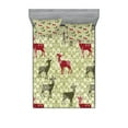 thumbnail image 1 of Ambesonne Vintage Fitted Sheet & Pillow Sham Set, Damask Design Pattern, Queen, Maroon Green, 1 of 2