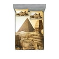 thumbnail image 1 of Ambesonne Vintage Fitted Sheet & Pillow Sham Set, Egptian Pyramids, Queen, Sand Brown, 1 of 2