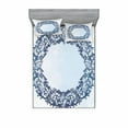 thumbnail image 1 of Ambesonne Vintage Fitted Sheet & Pillow Sham Set, Floral Circle Illustration, Queen, Blue, 1 of 2