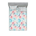 thumbnail image 1 of Ambesonne Vintage Fitted Sheet & Pillow Sham Set, Flowers Roses Teapot, Full, Pale Blue Pale Pink, 1 of 3