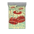 thumbnail image 1 of Ambesonne Vintage Fitted Sheet & Pillow Sham Set, Groovy Rock Music Vibe, Queen, Red Yellow, 1 of 3