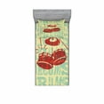 thumbnail image 1 of Ambesonne Vintage Fitted Sheet & Pillow Sham Set, Groovy Rock Music Vibe, Twinxl, Red Yellow, 1 of 2