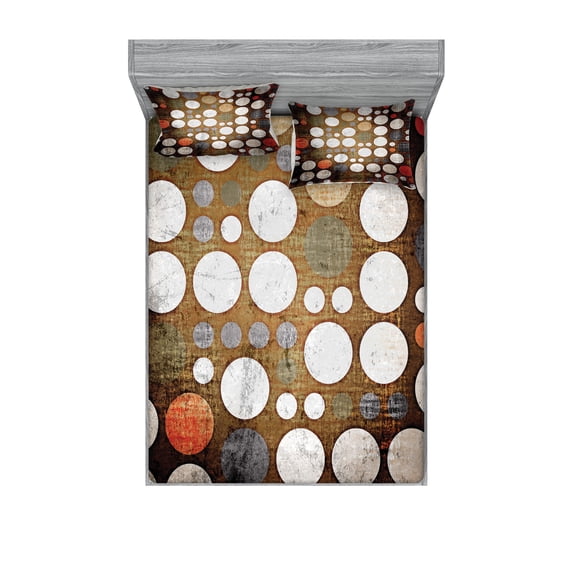 Ambesonne Vintage Fitted Sheet & Pillow Sham Set, Grunge Murk Elements, Queen, Multicolor