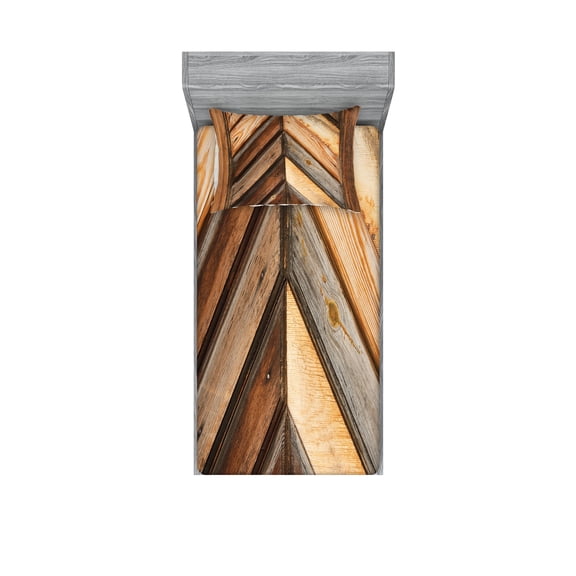 Ambesonne Vintage Fitted Sheet & Pillow Sham Set, Grunge Nature Gardening, Twin, Brown