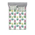 thumbnail image 1 of Ambesonne Vintage Fitted Sheet & Pillow Sham Set, Mexican Plant Cactus, Queen, Pink Green and Blue, 1 of 2