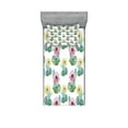 thumbnail image 1 of Ambesonne Vintage Fitted Sheet & Pillow Sham Set, Mexican Plant Cactus, Twin, Pink Green and Blue, 1 of 2