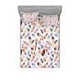 thumbnail image 1 of Ambesonne Vintage Fitted Sheet & Pillow Sham Set, Peacock Feathers Design, Full, Orange Blue, 1 of 2